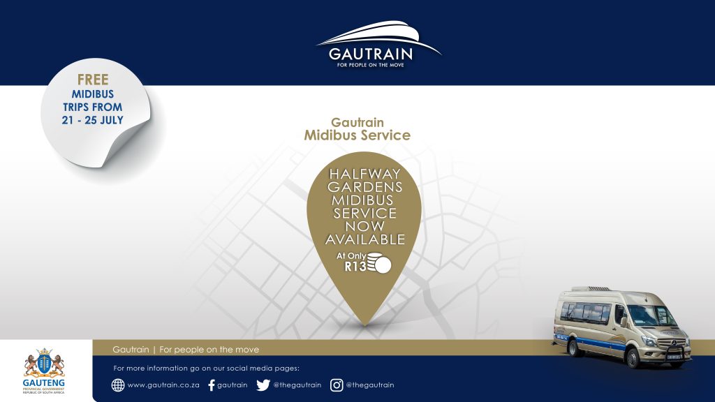 Halfway Gardens Gautrain MidiBus Route - Midrand Allandale Station